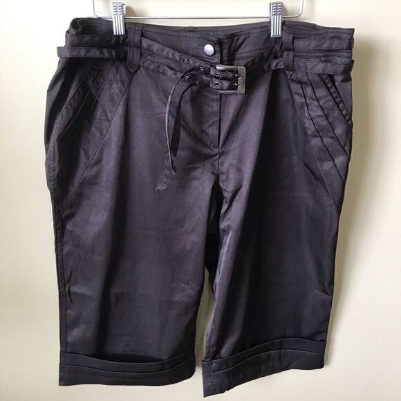 Dark Brown Knee Length Shorts with 2 Strap Belt - Picture 2 of 6